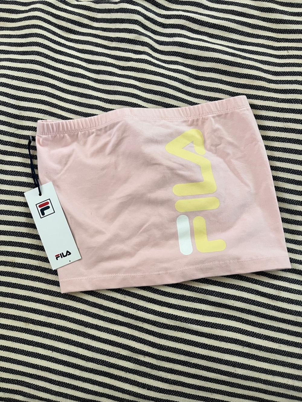 New FILA Teodora strapless Banded pink Crop Top